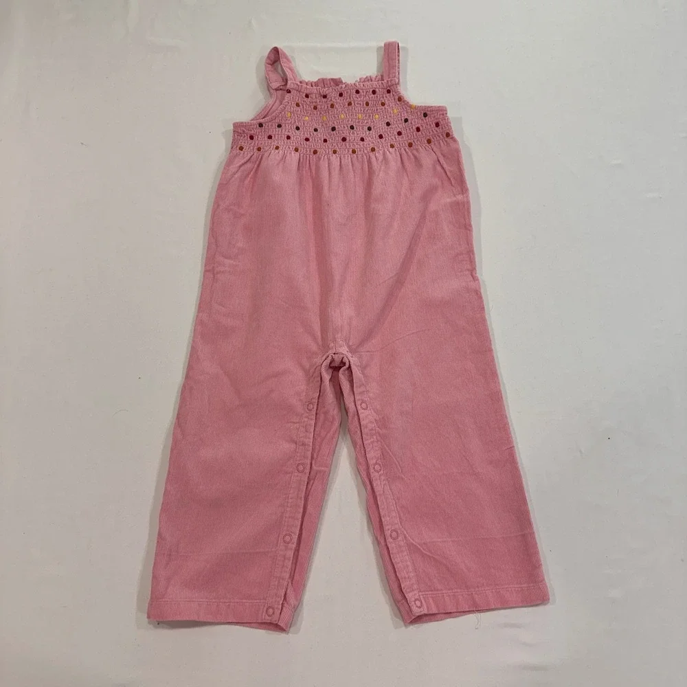Gymboree Corduroy Polka Dot Overalls Toddler Girls 2T Pink‎ Smocked | Coquette